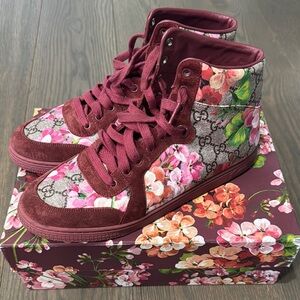 Gucci Women's Floral High-Top Sneakers - Burgundy